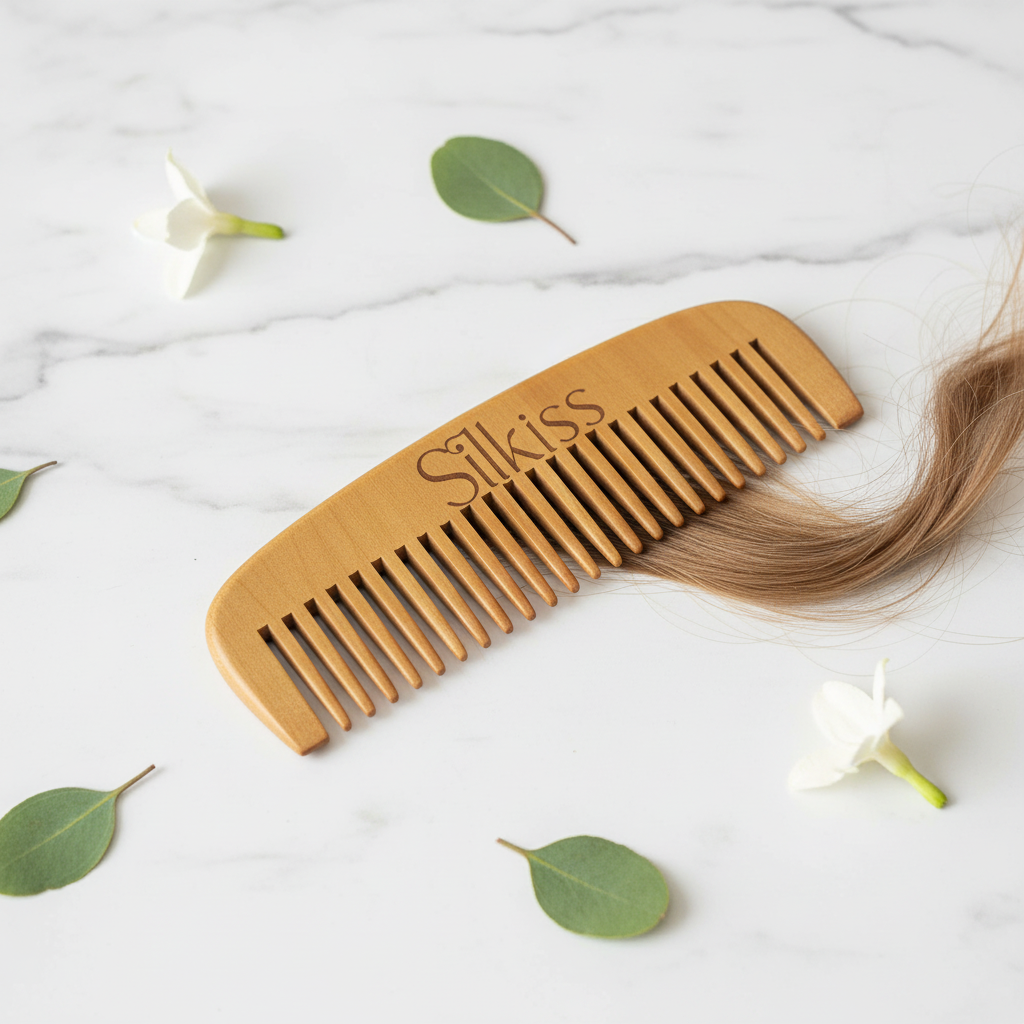 Premium Wooden Wide-Tooth Comb – Anti-Breakage Detangling Comb