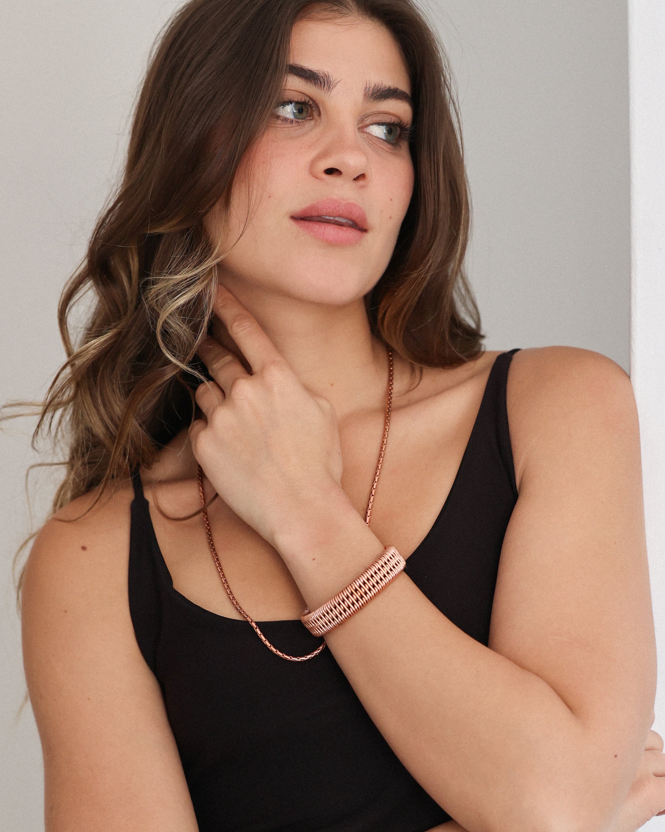 Premium Wide Copper Bracelet – Handmade Woven Cuff