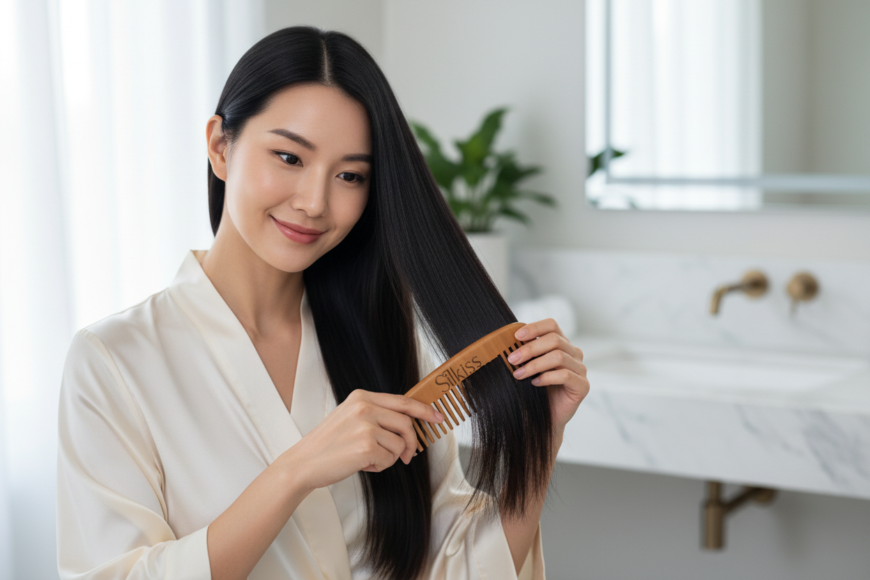 Premium Wooden Wide-Tooth Comb – Anti-Breakage Detangling Comb