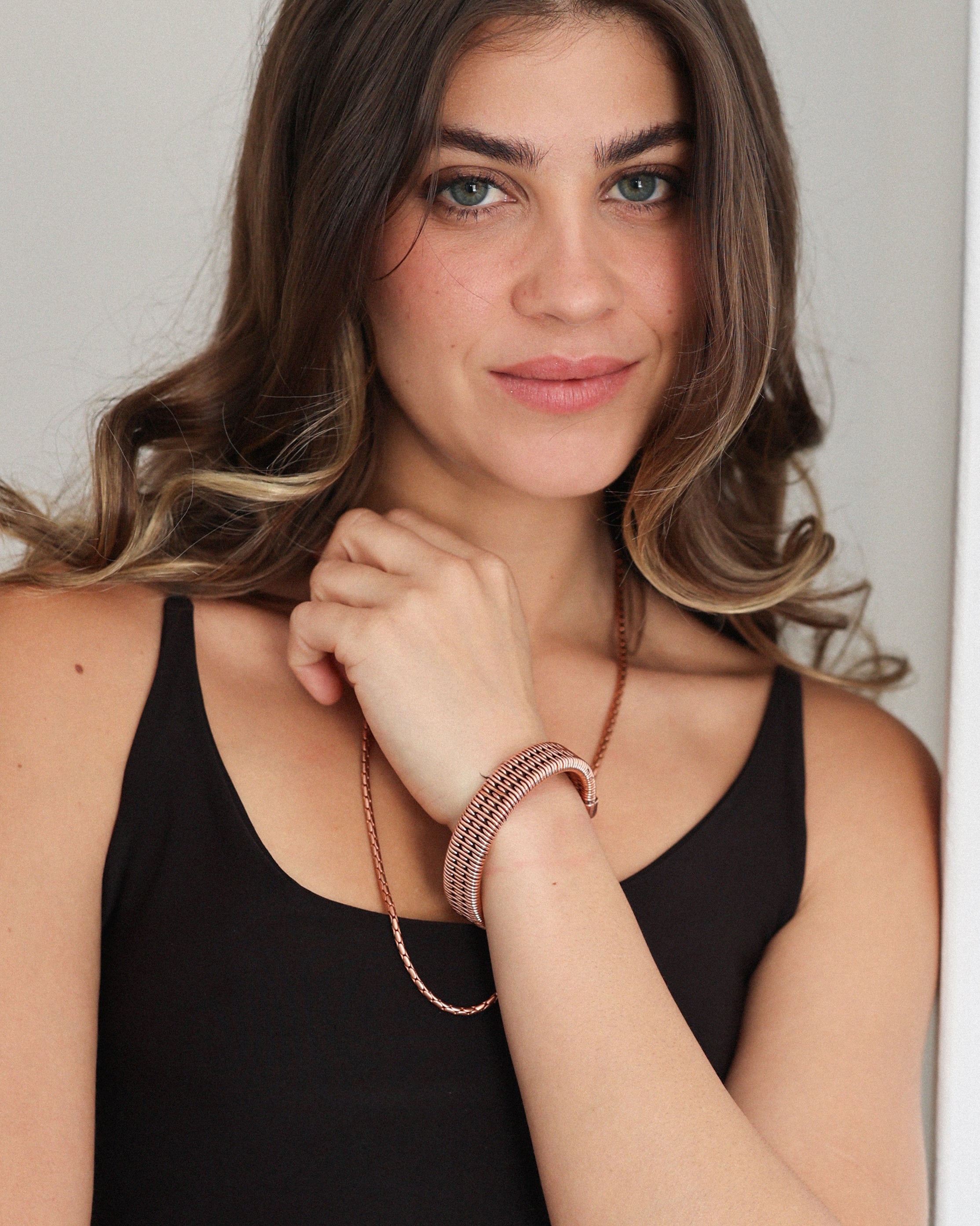 Premium Wide Copper Bracelet – Handmade Woven Cuff